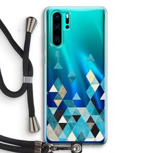 CaseCompany Gekleurde driehoekjes blauw: Huawei P30 Pro Transparant Hoesje met koord