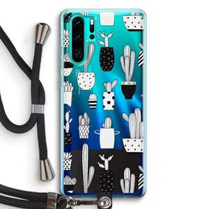 CaseCompany Cactusmotief: Huawei P30 Pro Transparant Hoesje met koord