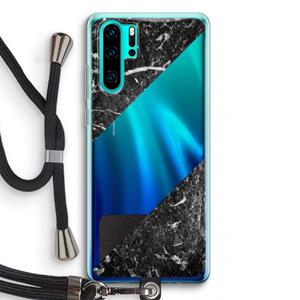 CaseCompany Zwart marmer: Huawei P30 Pro Transparant Hoesje met koord