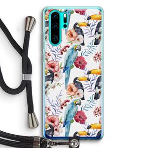 CaseCompany Bloemen tukan: Huawei P30 Pro Transparant Hoesje met koord