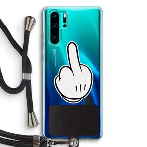 CaseCompany Middle finger black: Huawei P30 Pro Transparant Hoesje met koord