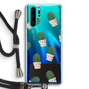 CaseCompany Cactusprint roze: Huawei P30 Pro Transparant Hoesje met koord