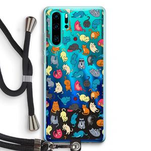 CaseCompany Kleurrijke katten: Huawei P30 Pro Transparant Hoesje met koord