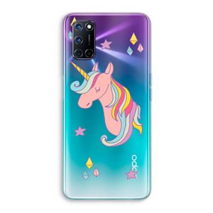CaseCompany Roze eenhoorn: Oppo A92 Transparant Hoesje