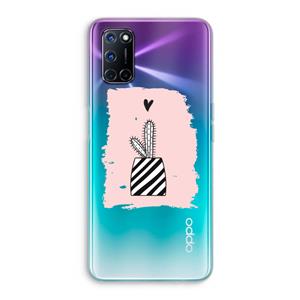 CaseCompany Zwart-wit cactus: Oppo A92 Transparant Hoesje