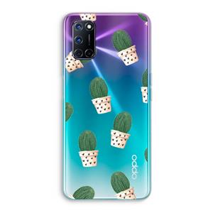 CaseCompany Cactusprint roze: Oppo A92 Transparant Hoesje