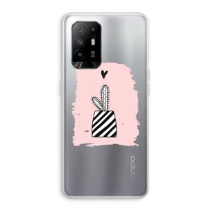 CaseCompany Zwart-wit cactus: Oppo A95 5G Transparant Hoesje