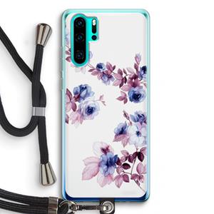 CaseCompany Waterverf bloemen: Huawei P30 Pro Transparant Hoesje met koord