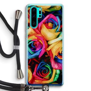 CaseCompany Neon bloemen: Huawei P30 Pro Transparant Hoesje met koord