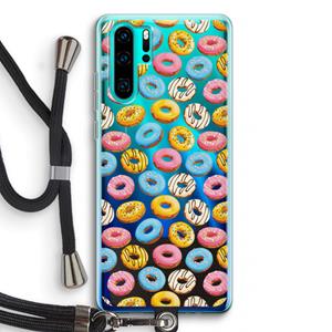 CaseCompany Pink donuts: Huawei P30 Pro Transparant Hoesje met koord