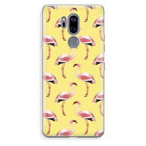 CaseCompany Flamingo's geel: LG G7 Thinq Transparant Hoesje