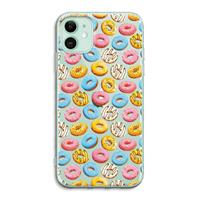 CaseCompany Pink donuts: iPhone 11 Transparant Hoesje