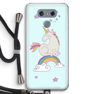 CaseCompany Regenboog eenhoorn: LG G6 Transparant Hoesje met koord