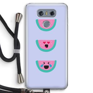 CaseCompany Smiley watermeloen: LG G6 Transparant Hoesje met koord