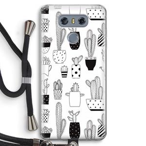 CaseCompany Cactusmotief: LG G6 Transparant Hoesje met koord