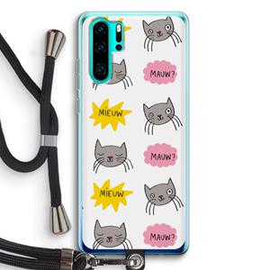 CaseCompany Meow: Huawei P30 Pro Transparant Hoesje met koord