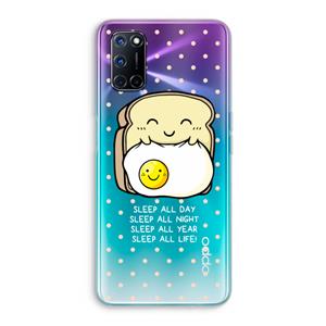 CaseCompany Sleep All Day: Oppo A92 Transparant Hoesje
