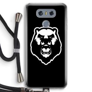 CaseCompany Angry Bear (black): LG G6 Transparant Hoesje met koord