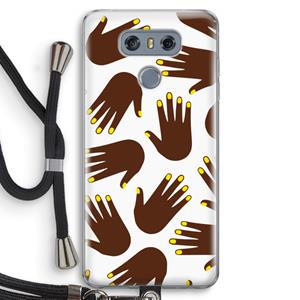 CaseCompany Hands dark: LG G6 Transparant Hoesje met koord