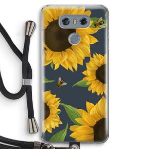 CaseCompany Sunflower and bees: LG G6 Transparant Hoesje met koord