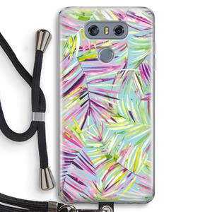 CaseCompany Tropical Palms Blue: LG G6 Transparant Hoesje met koord