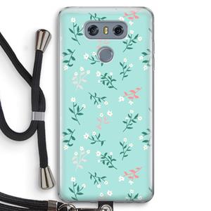 CaseCompany Small white flowers: LG G6 Transparant Hoesje met koord