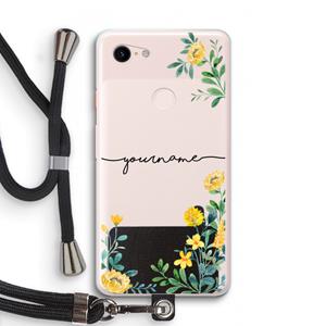 CaseCompany Gele bloemen: Pixel 3 XL Transparant Hoesje met koord