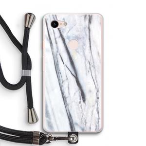 CaseCompany Gestreepte marmer: Pixel 3 XL Transparant Hoesje met koord