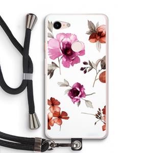 CaseCompany Geschilderde bloemen: Pixel 3 XL Transparant Hoesje met koord