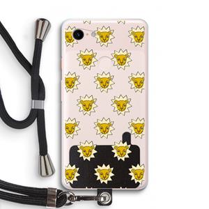 CaseCompany Leeuwenkoppen: Pixel 3 XL Transparant Hoesje met koord