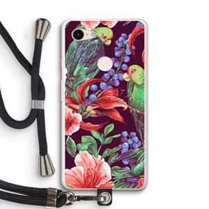 CaseCompany Papegaaien: Pixel 3 XL Transparant Hoesje met koord