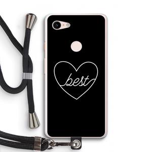 CaseCompany Best heart black: Pixel 3 XL Transparant Hoesje met koord