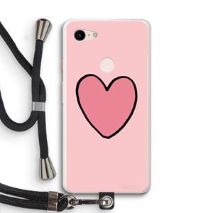 CaseCompany Hartje: Pixel 3 XL Transparant Hoesje met koord
