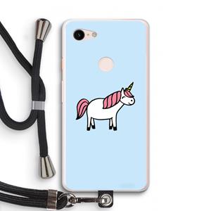 CaseCompany Eenhoorn: Pixel 3 XL Transparant Hoesje met koord