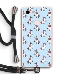 CaseCompany Eenhoorns overal: Pixel 3 XL Transparant Hoesje met koord
