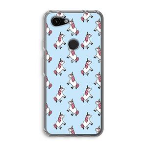 CaseCompany Eenhoorns overal: Google Pixel 3a Transparant Hoesje