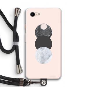 CaseCompany Marmeren cirkels: Pixel 3 XL Transparant Hoesje met koord