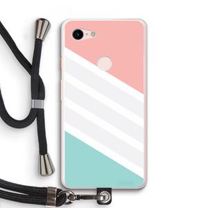 CaseCompany Strepen pastel: Pixel 3 XL Transparant Hoesje met koord