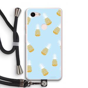 CaseCompany Ananasjes: Pixel 3 XL Transparant Hoesje met koord