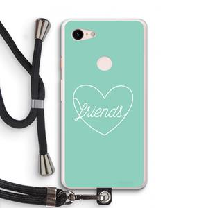 CaseCompany Friends heart pastel: Pixel 3 XL Transparant Hoesje met koord
