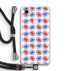 CaseCompany Klaproosjes: Pixel 3 XL Transparant Hoesje met koord