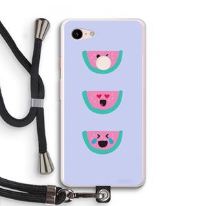 CaseCompany Smiley watermeloen: Pixel 3 XL Transparant Hoesje met koord