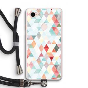 CaseCompany Gekleurde driehoekjes pastel: Pixel 3 XL Transparant Hoesje met koord