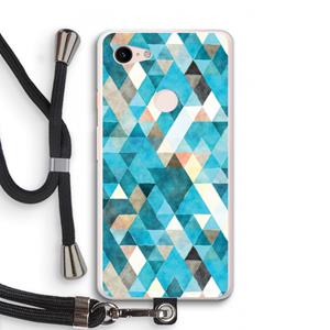 CaseCompany Gekleurde driehoekjes blauw: Pixel 3 XL Transparant Hoesje met koord