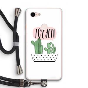 CaseCompany I love cacti: Pixel 3 XL Transparant Hoesje met koord