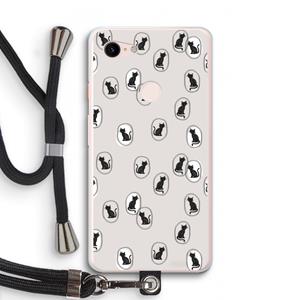 CaseCompany Miauw: Pixel 3 XL Transparant Hoesje met koord