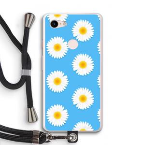 CaseCompany Margrietjes: Pixel 3 XL Transparant Hoesje met koord