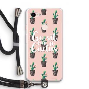 CaseCompany Cactus quote: Pixel 3 XL Transparant Hoesje met koord