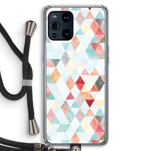 CaseCompany Gekleurde driehoekjes pastel: Oppo Find X3 Pro Transparant Hoesje met koord