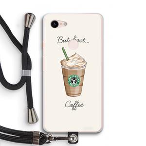 CaseCompany But first coffee: Pixel 3 XL Transparant Hoesje met koord